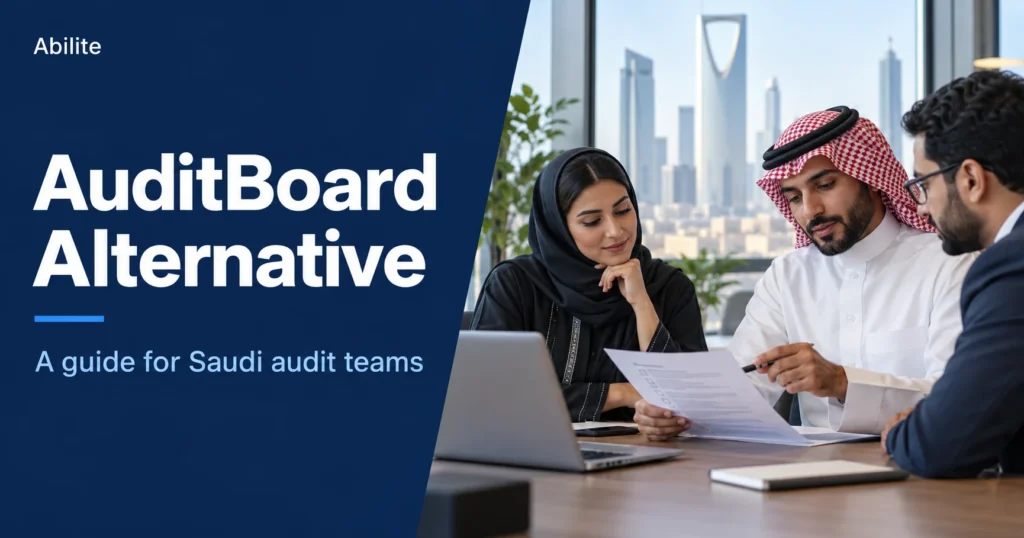 AuditBoard alternative guide with Saudi audit professionals reviewing software requirements